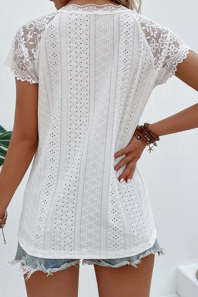 SOPHIE LACE EYELET EMBROIDERED TOP