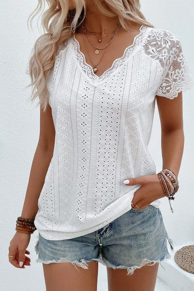 SOPHIE LACE EYELET EMBROIDERED TOP