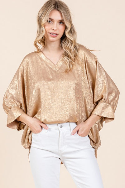 GRACEY METALLIC TOP - GOLD