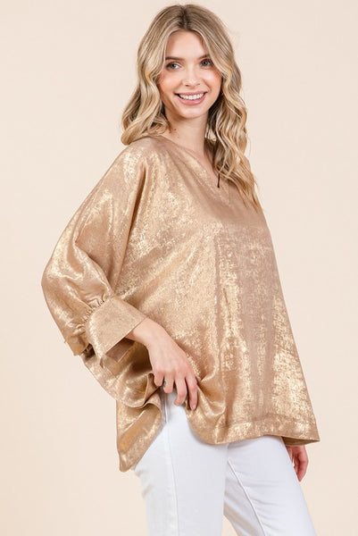 GRACEY METALLIC TOP - GOLD