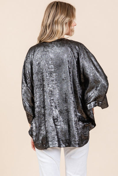 GRACEY METALLIC TOP - BLACK