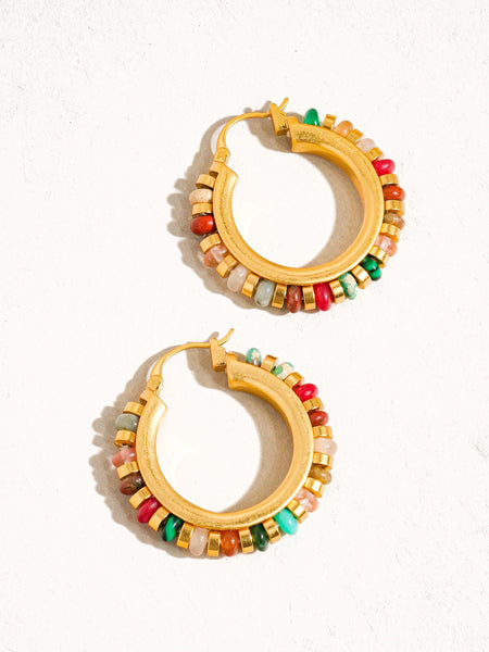 CAPRI MULTIPLE 18K GOLD BEADED HOOP EARRING