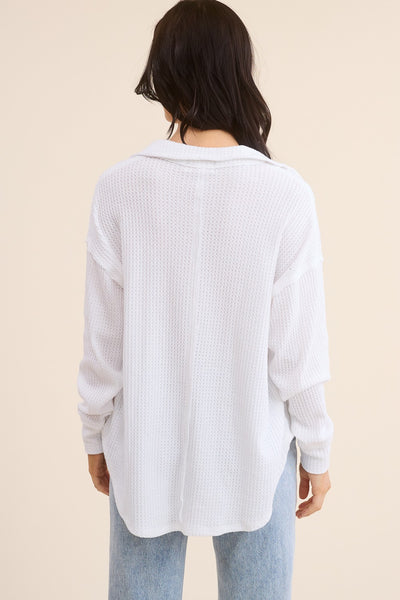 WAFFLE KNIT TOP - WHITE