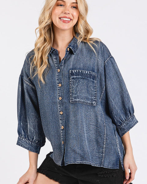SHARLA DENIM TOP  - DENIM