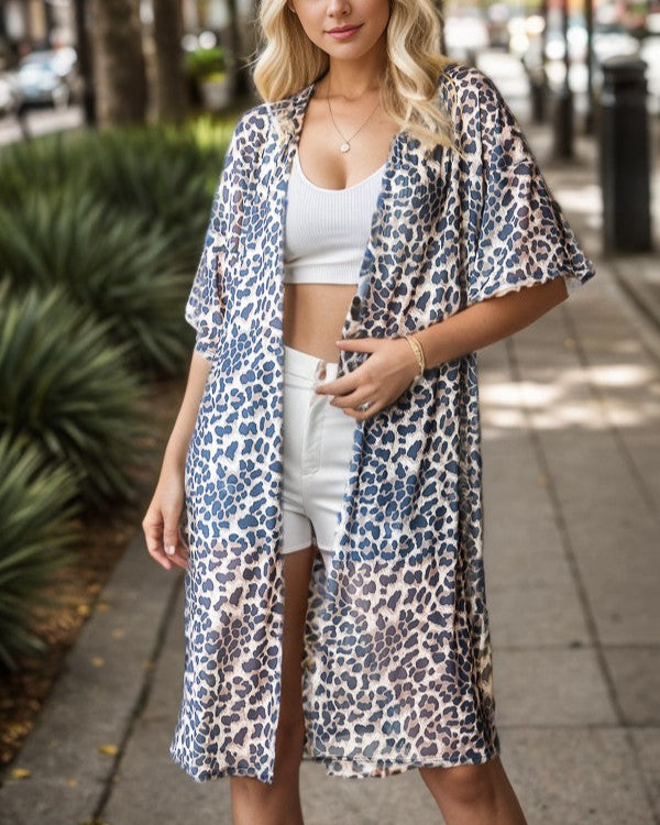 LEOPARD MESH DUSTER- REG/CURVY