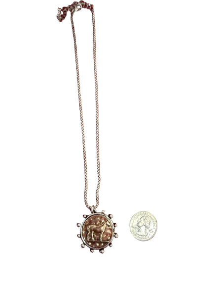 Equestrian Coin Necklace -Silver/Gold - Salty Lime Boutique