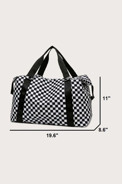 CHECKERED TRAVEL DUFFLE BAG - 5 COLORS