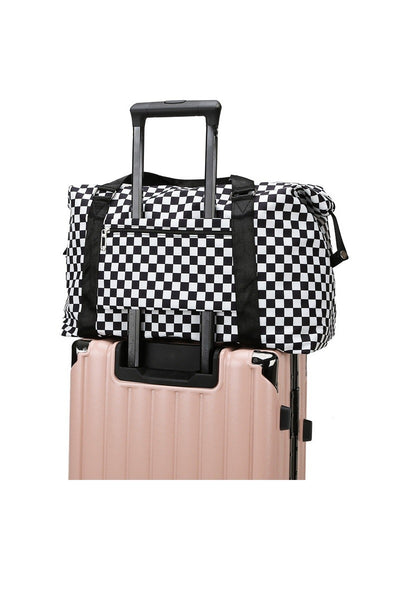 CHECKERED TRAVEL DUFFLE BAG - 5 COLORS