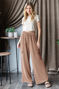 CANDICE RIBBED CASUAL PANTS - TAUPE