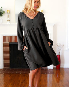 long sleeve black babydoll dress JORDAN BABYDOLL DRESS