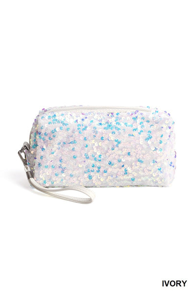 COLORFUL SHINE SEQUIN MAKEUP BAG - 5 COLORS