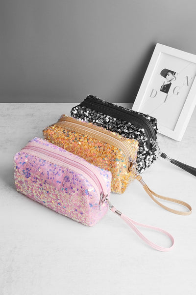 COLORFUL SHINE SEQUIN MAKEUP BAG - 5 COLORS