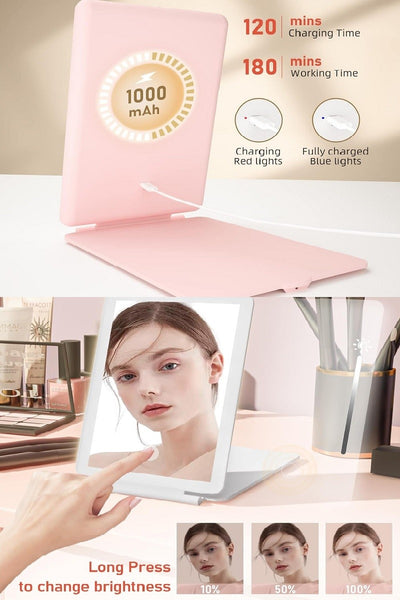 RECHARGEABLE TRAVEL MAKEUP MIRROR - 2 COLORS