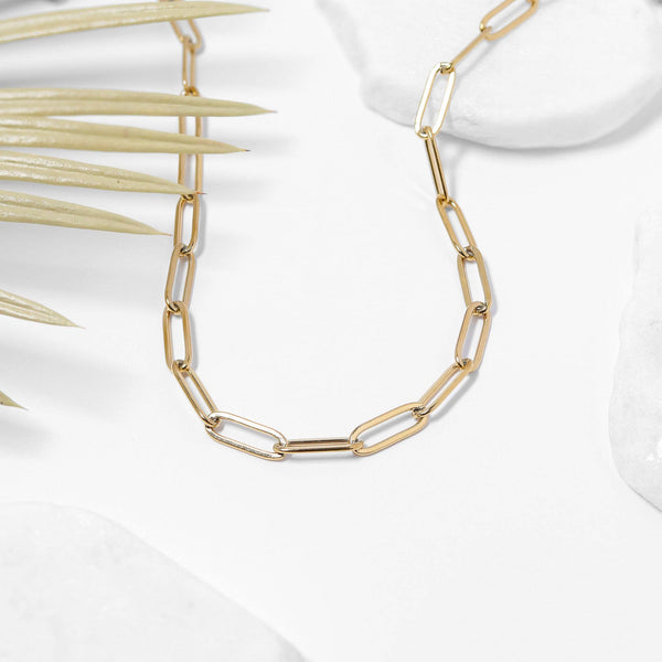 18K GOLD PLATED PAPERCLIP CHAIN NECKLACE