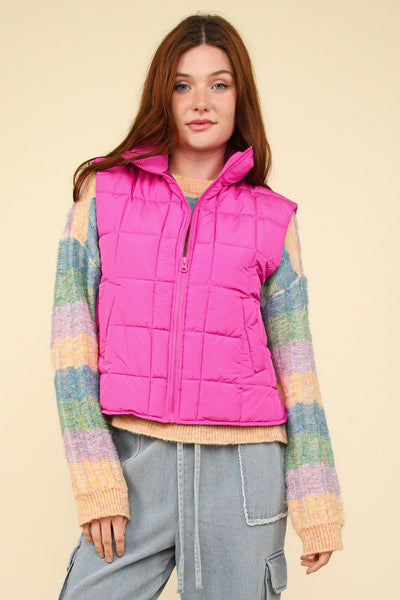 CURVY - WINONIA  PUFFER VEST- FUCHSIA