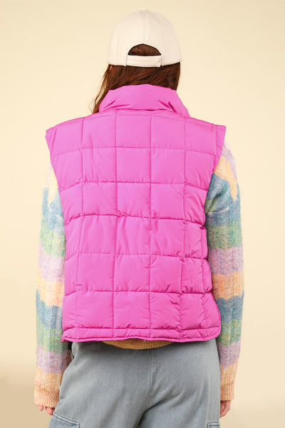 CURVY - WINONIA  PUFFER VEST- FUCHSIA