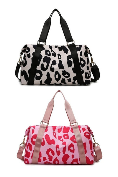 TAKE ME AWAY LEOPARD PRINT DUFFLE BAG - 2 COLORS