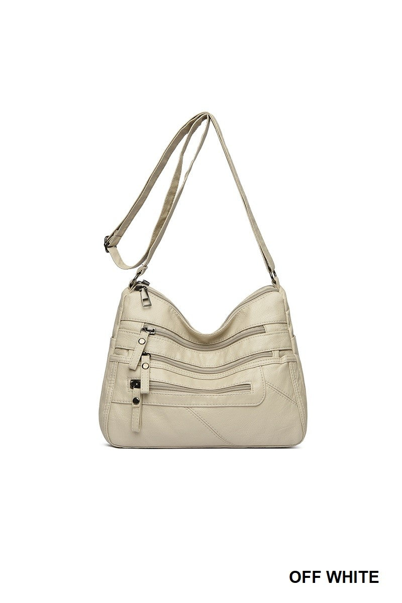 TARA MULTI ZIPPER POCKET CROSSBODY BAG - 3 COLORS
