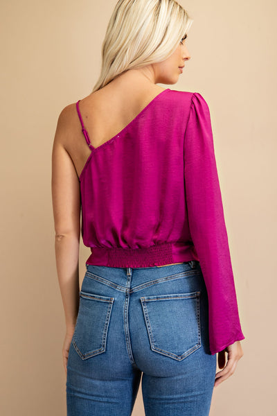 VALERIE ONE SHOULDER BLOUSE - PURPLE