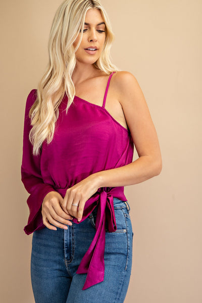 VALERIE ONE SHOULDER BLOUSE - PURPLE