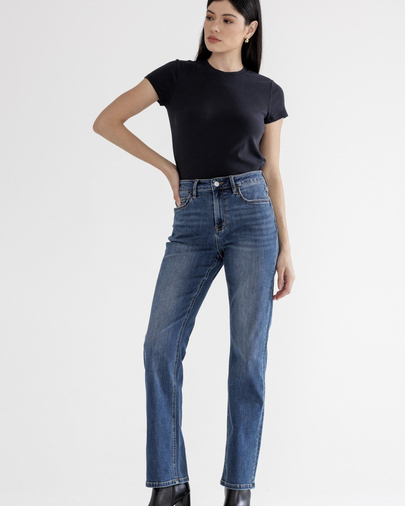 HR STRAIGHT LEG JEAN BY MICA DENIM - DARK WASH