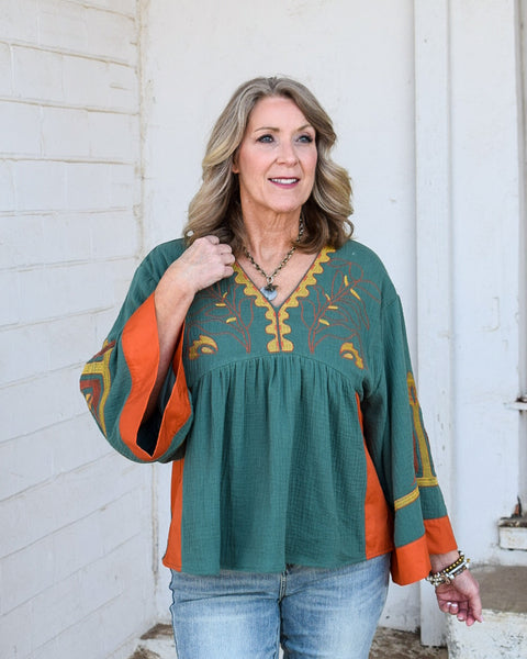 HANNA TOP - HUNTER GREEN