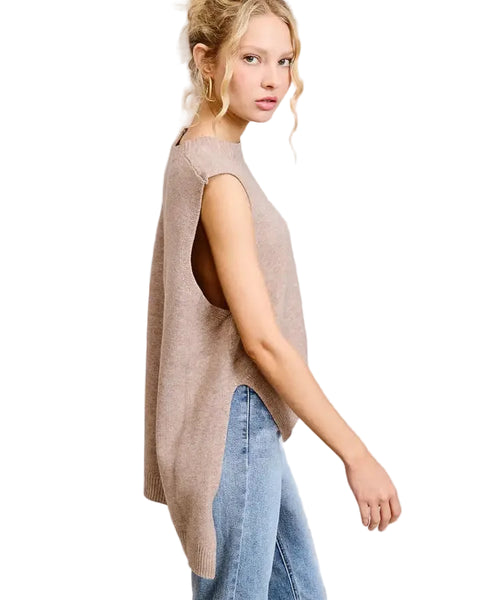 The Camila Tank Sweater - Dk Beige