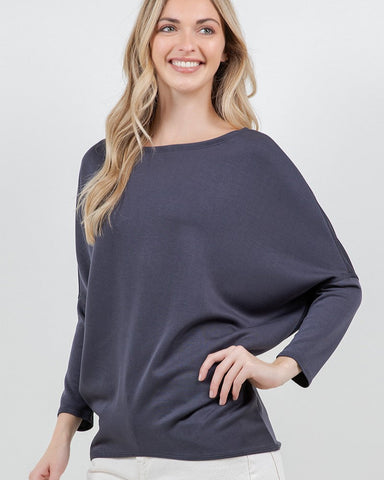 SCUBA DOLMAN SLEEVE TOP - GRAPHITE