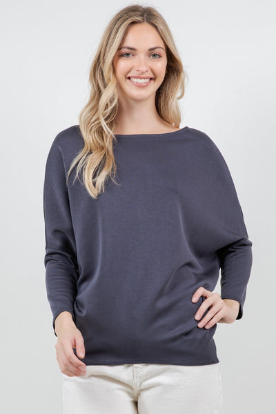 SCUBA DOLMAN SLEEVE TOP - GRAPHITE