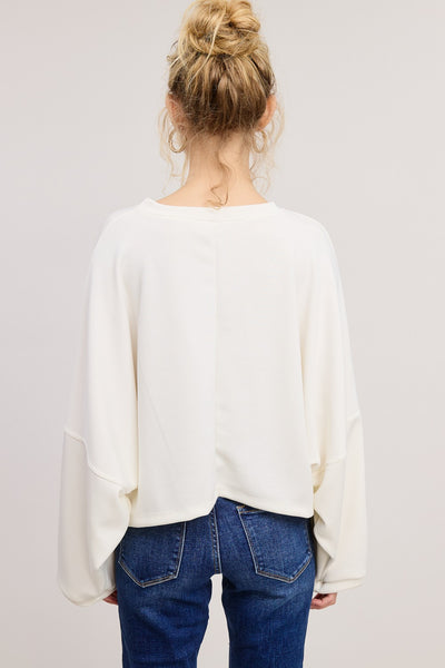 DAPHNE CROPPED SCUBA TOP - OFF WHITE