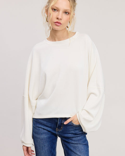 DAPHNE CROPPED SCUBA TOP - OFF WHITE
