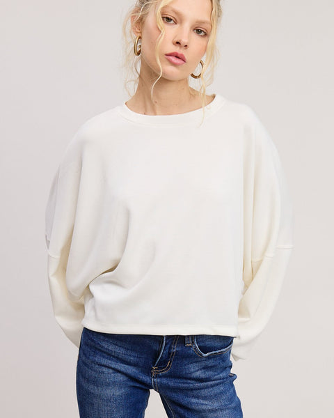 DAPHNE CROPPED SCUBA TOP - OFF WHITE