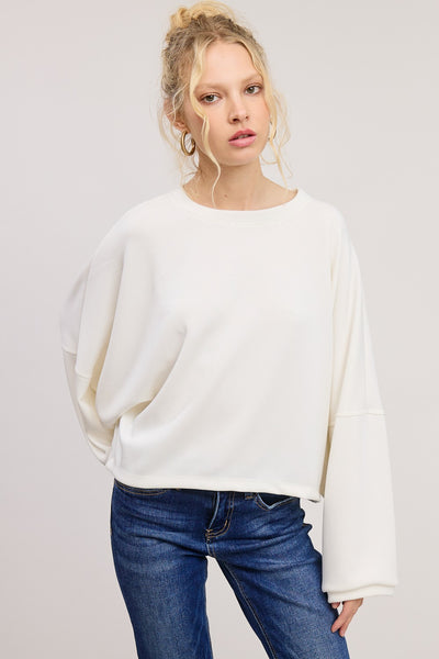 DAPHNE CROPPED SCUBA TOP - OFF WHITE