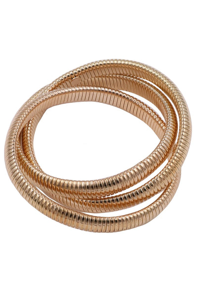 TRIPLE LAYERED COIL STRETCH BRACELET SET - 2 COLORS