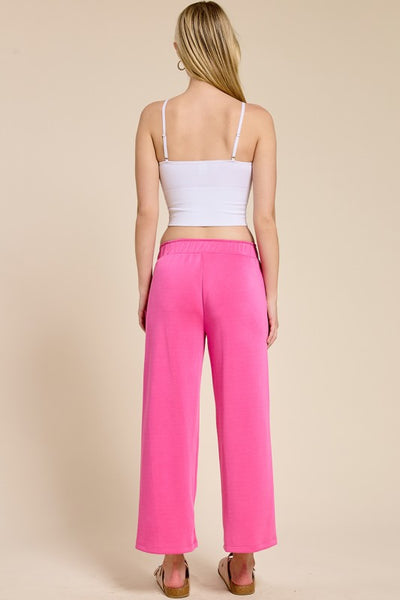 SCUBA CROPPED LOUNGE PANTS - FUCHSIA - Salty Lime Boutique