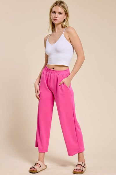 SCUBA CROPPED LOUNGE PANTS - FUCHSIA - Salty Lime Boutique