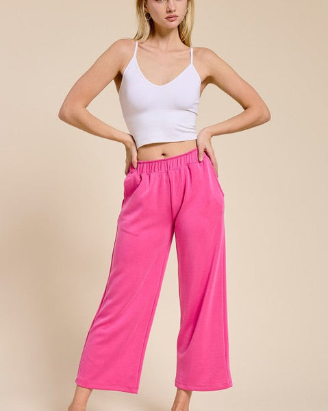 SCUBA CROPPED LOUNGE PANTS - FUCHSIA - Salty Lime Boutique