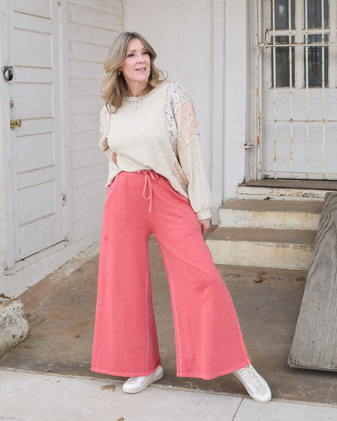 POLLY FRENCH TERRY PANTS - RUBY