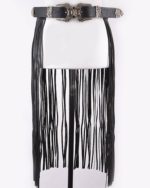 Double Buckle Curtain Fringe Belt: BKBS - Salty Lime Boutique