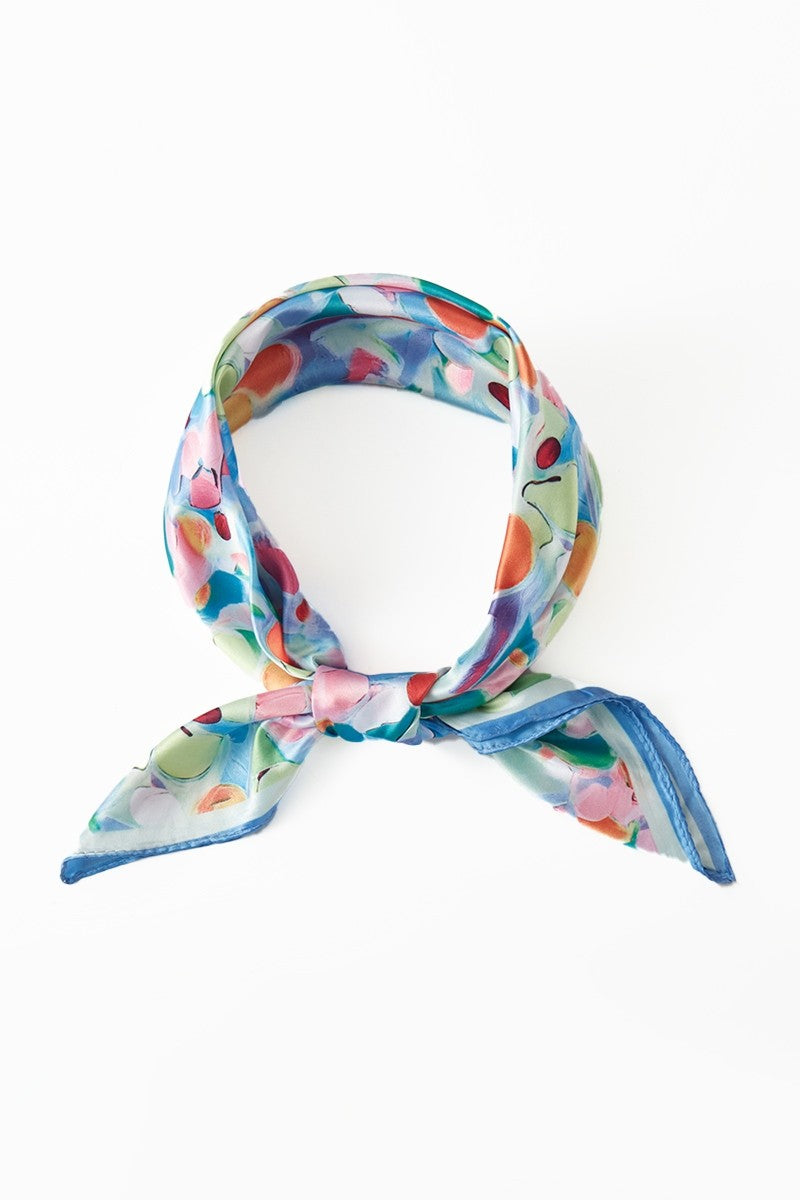 VIBRANT ABSTRACT PATTERN BANDANA SCARF - BLUE