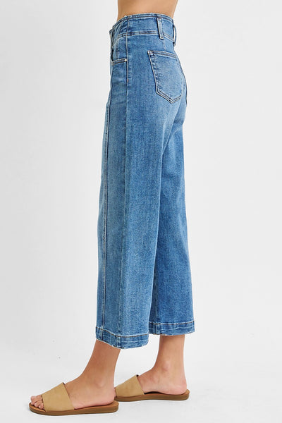 HIGH RISE CROPPED WIDE LEG FRONT SEAM JEANS BY RISEN - REG/CURVY