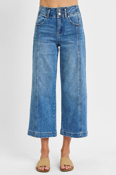 HIGH RISE CROPPED WIDE LEG FRONT SEAM JEANS BY RISEN - REG/CURVY