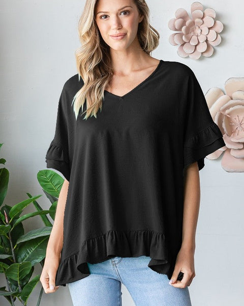 REBECCA TOP - BLACK - CURVY