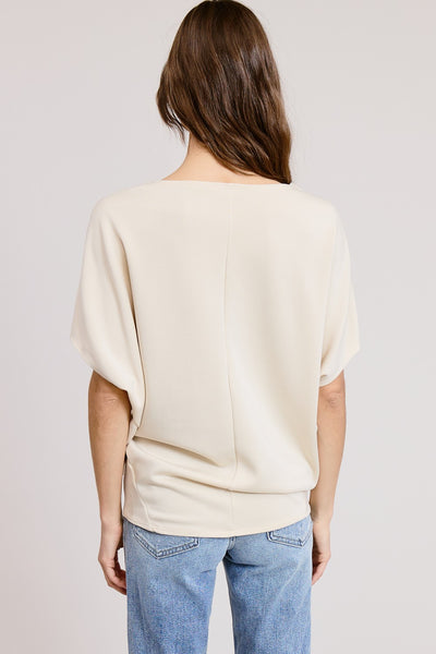 CLAUDIA SHORT SLEEVE DOLMAN TOP - STONE