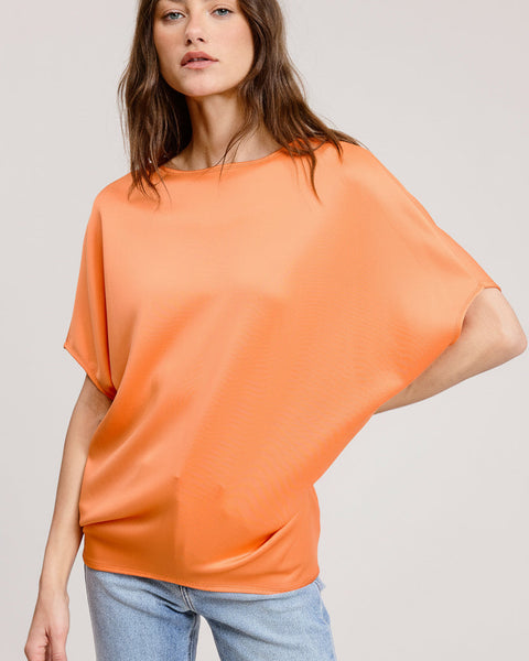 Claudia Short Sleeve Dolman Top - Tangerine