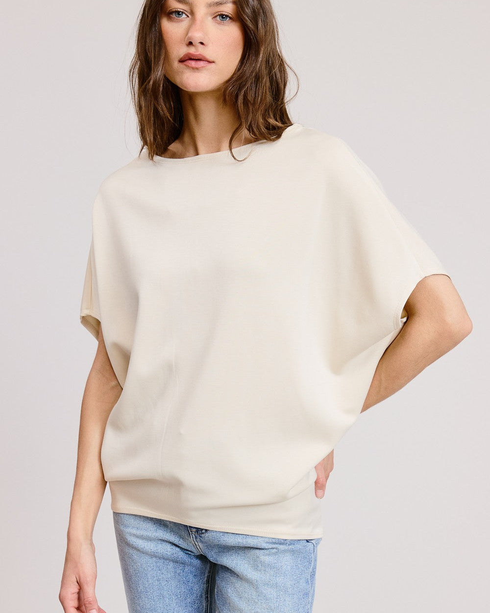 Claudia Short Sleeve Dolman Top - Stone – Salty Lime Boutique