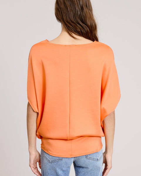 Claudia Short Sleeve Dolman Top - Tangerine