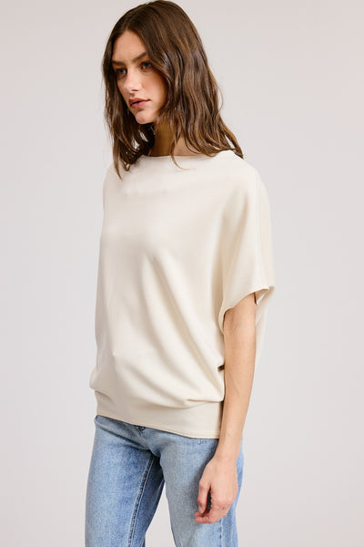 CLAUDIA SHORT SLEEVE DOLMAN TOP - STONE