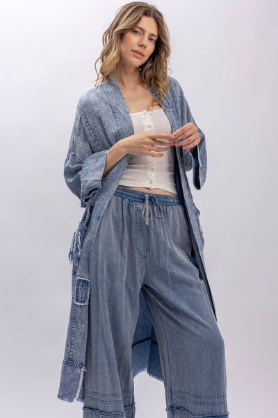 STAR PATCHWORK DUSTER JACKET - DENIN