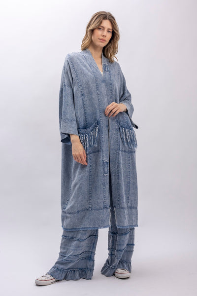 STAR PATCHWORK DUSTER JACKET - DENIN